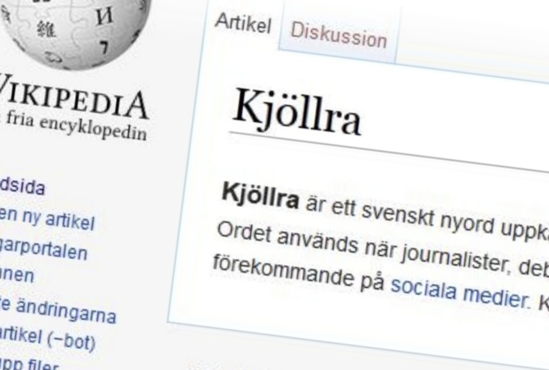 Wikipedia censurerade bort ordet ”Kjöllra”