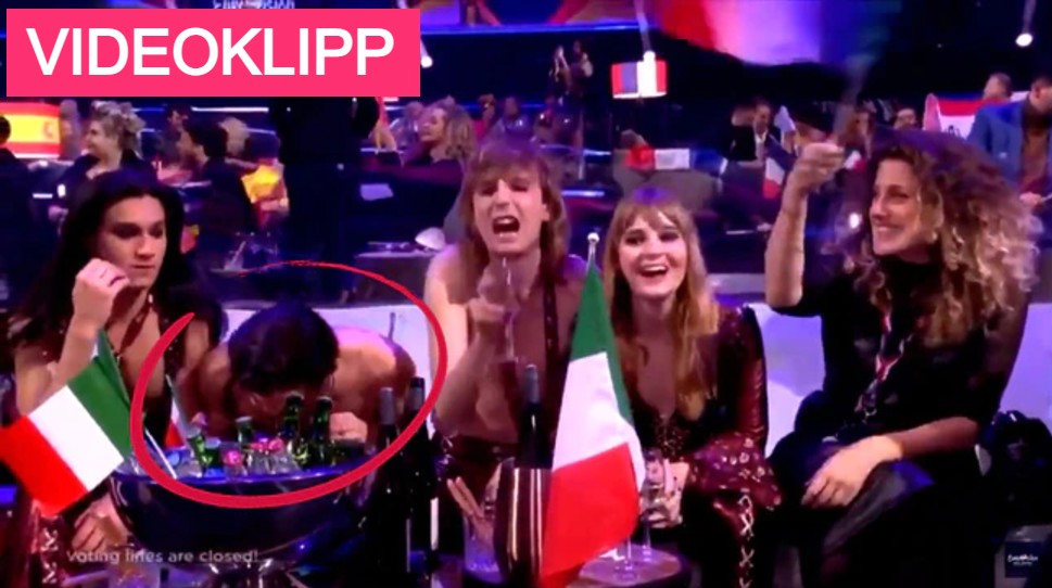 Här snortar Eurovisionvinnaren i direktsändning