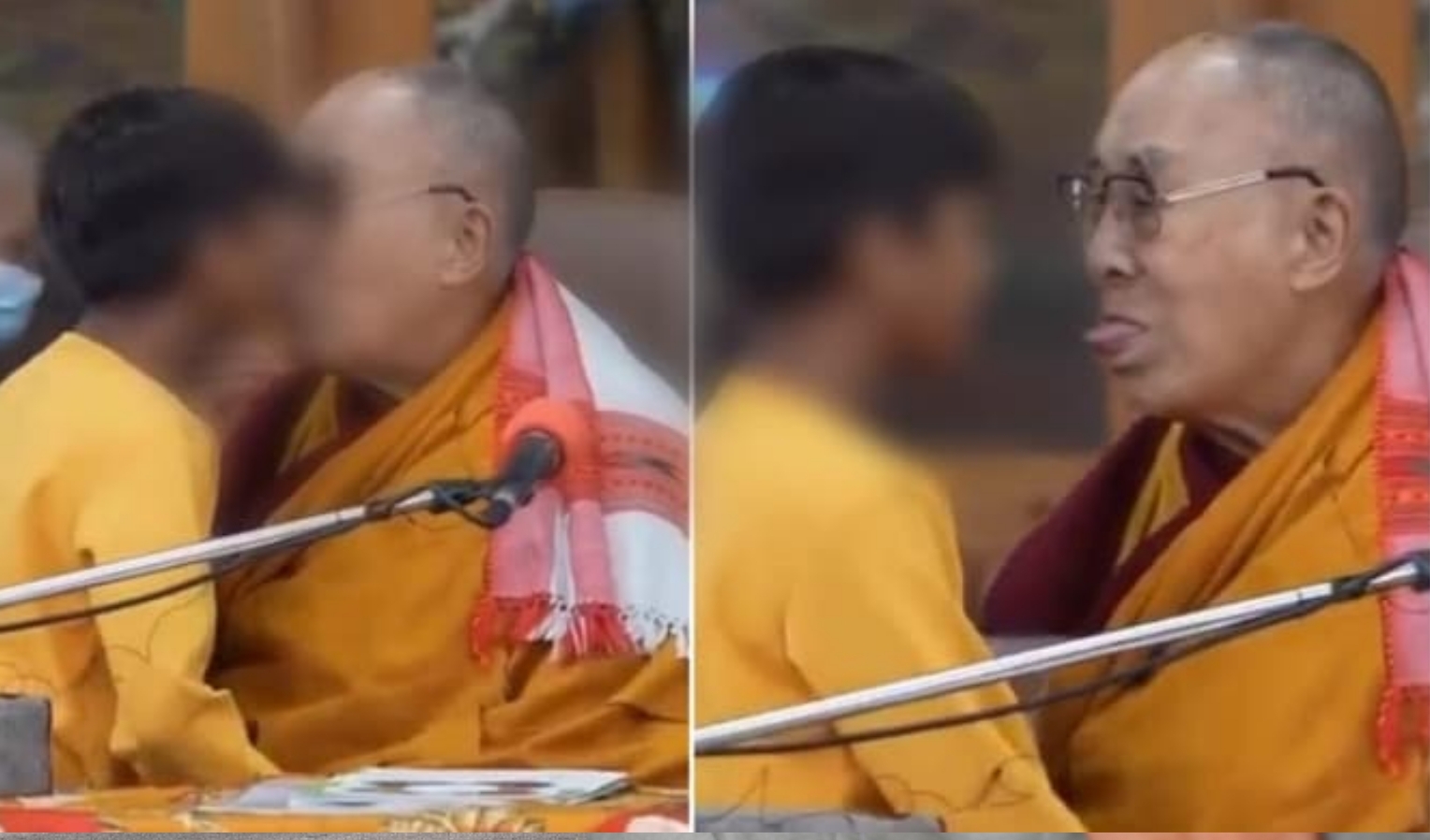 87-åriga Dalai Lama bad pojke suga av hans tunga: ”Ville bara leka”